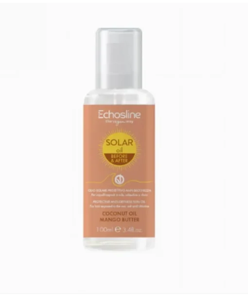 Echosline Solar Oil 100ml – Vegan haarolie met kokosolie en mango boter, bescherming tegen zon, zee en chloor