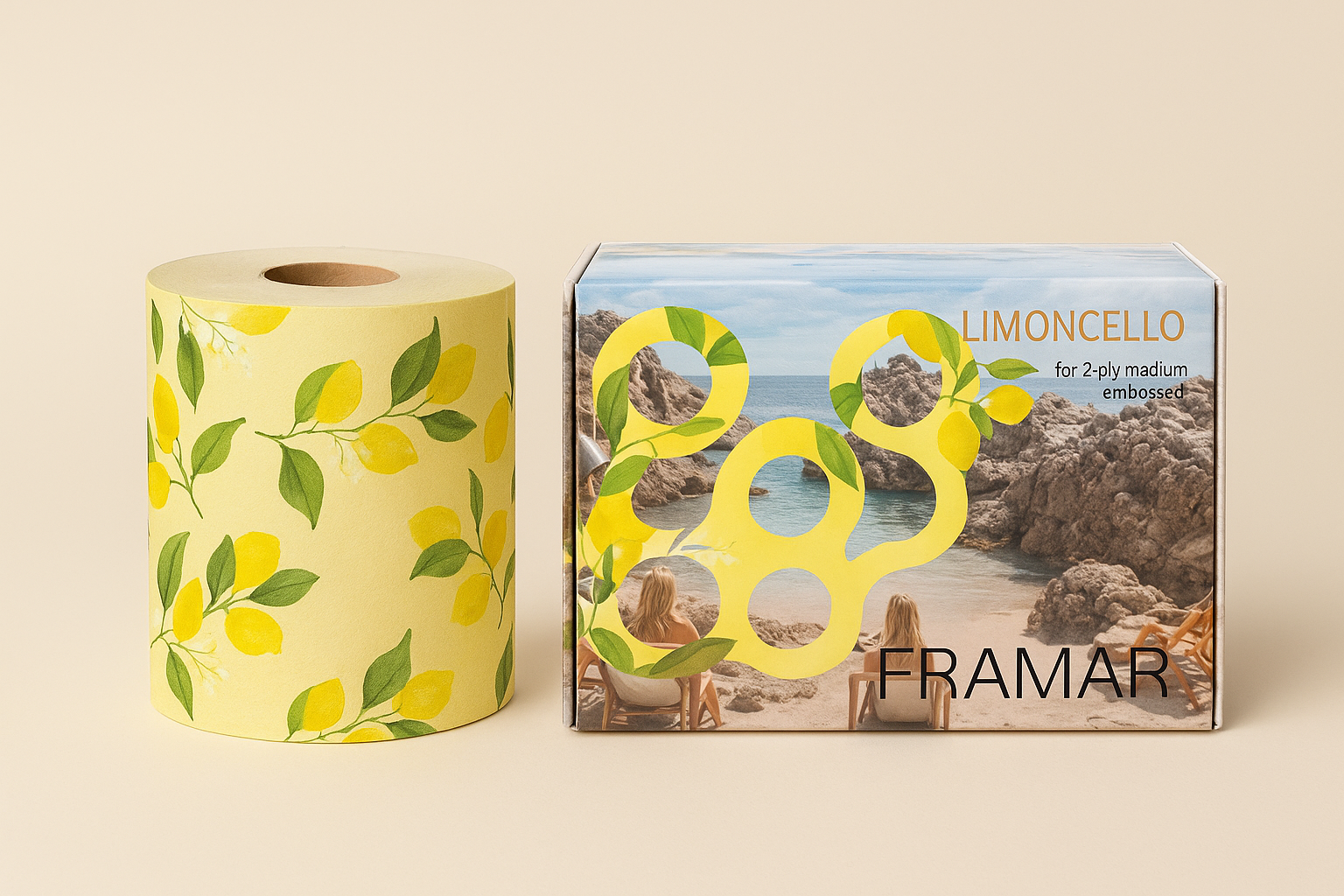 Framar Limoncello Embossed folie rol met citroenprint Framar Limoncello Embossed folie rol met citroenprint